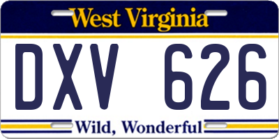 WV license plate DXV626