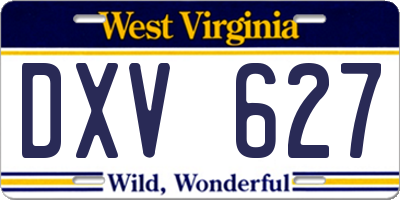 WV license plate DXV627