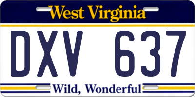 WV license plate DXV637