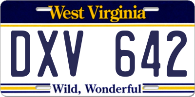 WV license plate DXV642