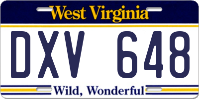 WV license plate DXV648