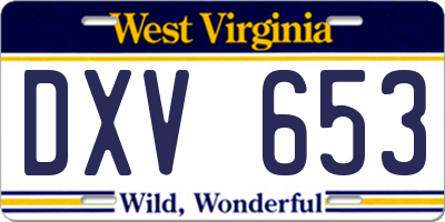 WV license plate DXV653