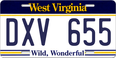 WV license plate DXV655
