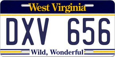 WV license plate DXV656
