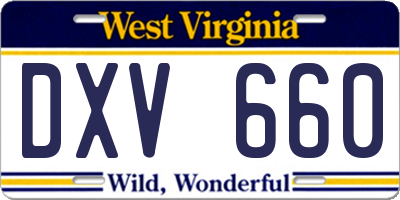 WV license plate DXV660