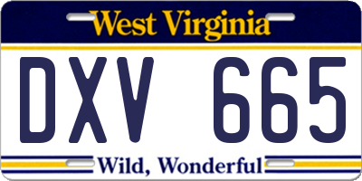 WV license plate DXV665