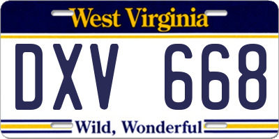 WV license plate DXV668