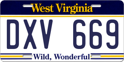 WV license plate DXV669