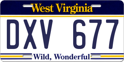 WV license plate DXV677