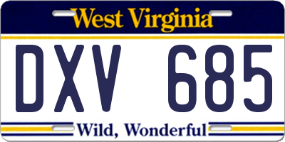 WV license plate DXV685