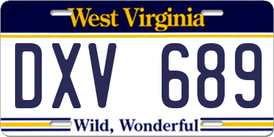 WV license plate DXV689