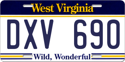 WV license plate DXV690