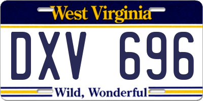 WV license plate DXV696