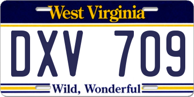 WV license plate DXV709