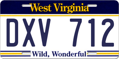 WV license plate DXV712