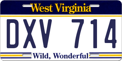 WV license plate DXV714