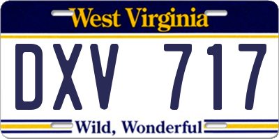 WV license plate DXV717