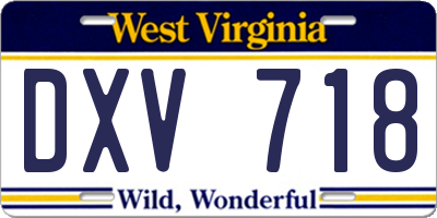 WV license plate DXV718