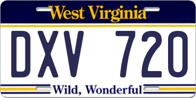 WV license plate DXV720