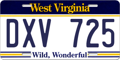 WV license plate DXV725