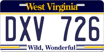 WV license plate DXV726