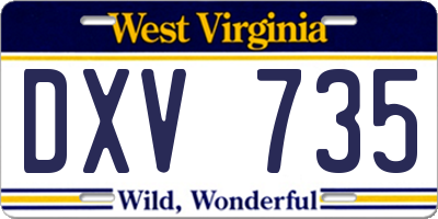 WV license plate DXV735
