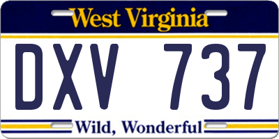 WV license plate DXV737