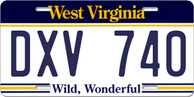 WV license plate DXV740