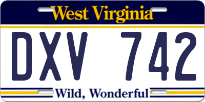WV license plate DXV742