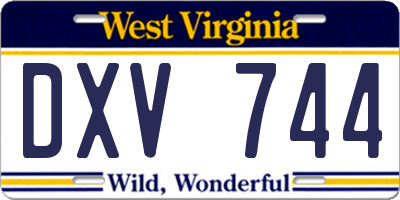 WV license plate DXV744