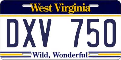 WV license plate DXV750