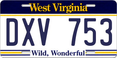 WV license plate DXV753