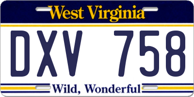 WV license plate DXV758