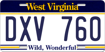 WV license plate DXV760