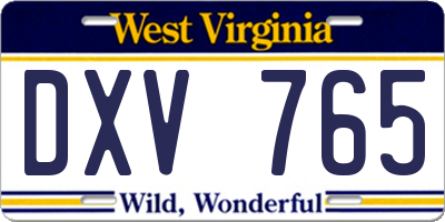 WV license plate DXV765