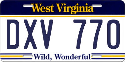 WV license plate DXV770