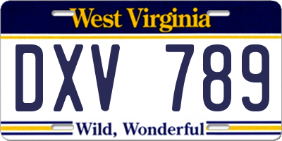 WV license plate DXV789