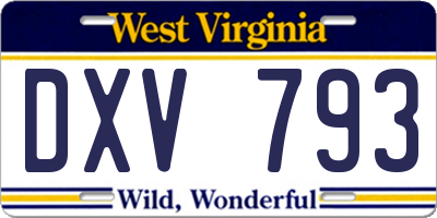 WV license plate DXV793