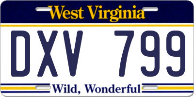 WV license plate DXV799