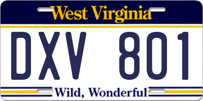 WV license plate DXV801