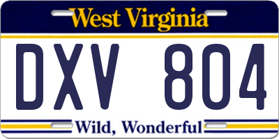 WV license plate DXV804