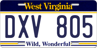 WV license plate DXV805