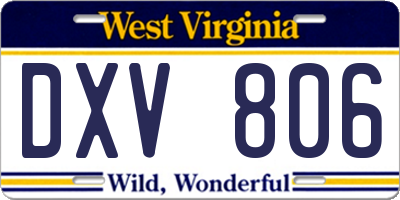 WV license plate DXV806