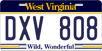 WV license plate DXV808