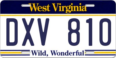 WV license plate DXV810
