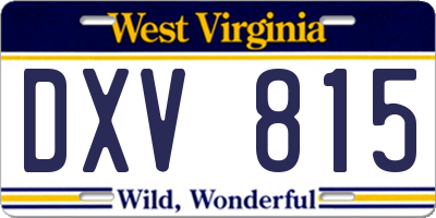 WV license plate DXV815