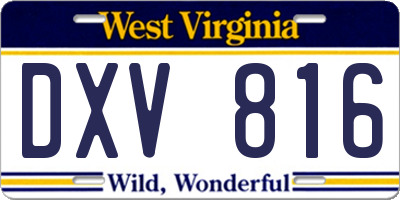 WV license plate DXV816