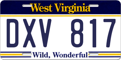 WV license plate DXV817