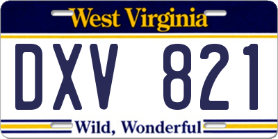 WV license plate DXV821