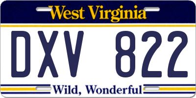 WV license plate DXV822